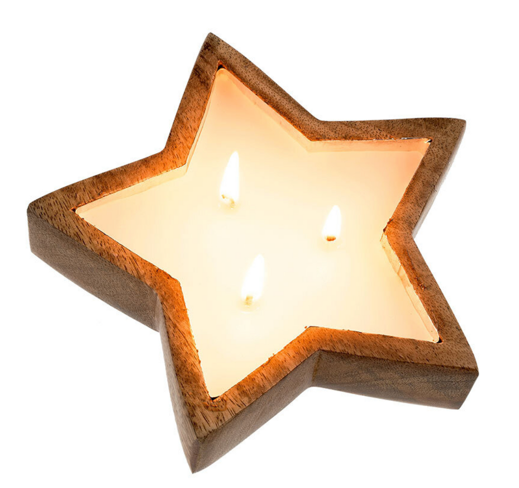Wooden Star Candle - Amber Spruce