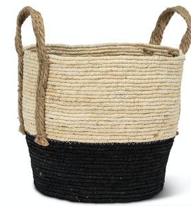 Set of 3 Round Baskets with Jute Handles