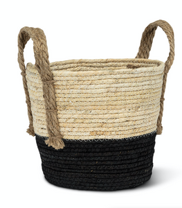 Set of 3 Round Baskets with Jute Handles