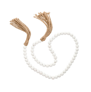 Tassel Prayer beads - White & Jute